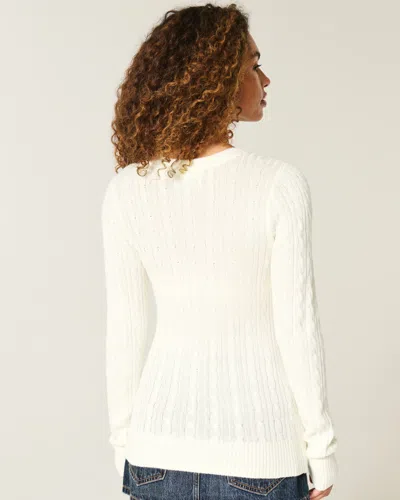 Hollister Cable-knit Star Crew Sweater In White