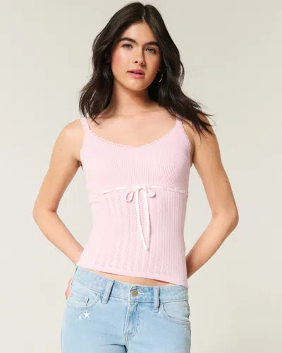 Hollister Tie-front Sweater Tank In Pink