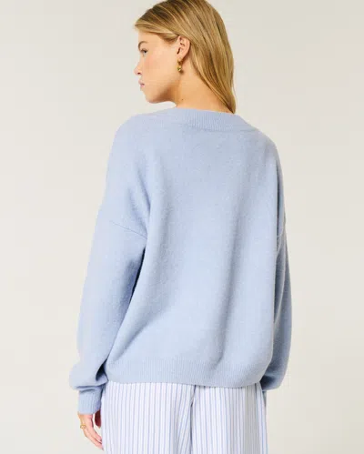 Hollister Comfy Cloud Oversized V-neck Sweater In Blue