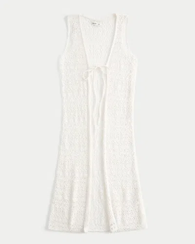 Hollister Crochet-style Duster Cardigan In White