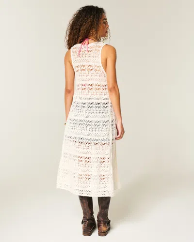 Hollister Crochet-style Duster Cardigan In White