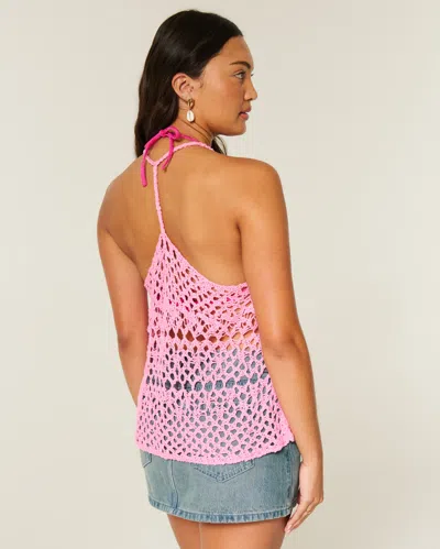 Hollister Crochet-style Racerback Tank In Pink