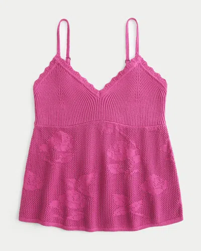 Hollister Easy Needlepoint-style Halter Babydoll Cami In Pink