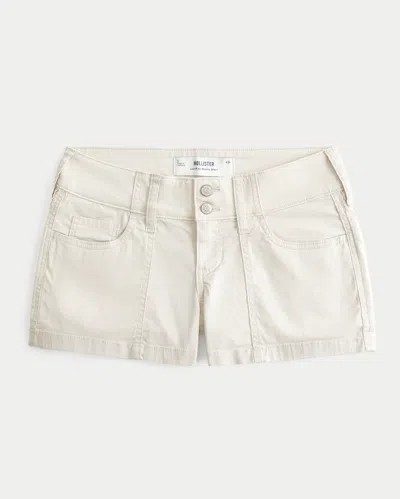 Hollister Low-rise Floral Back Pocket Poplin Shortie Shorts In White
