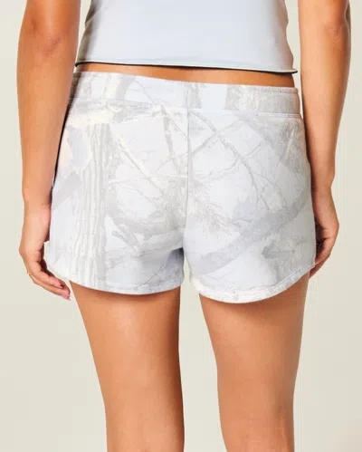Hollister Blue Camo Fleece Mini Shorts In White