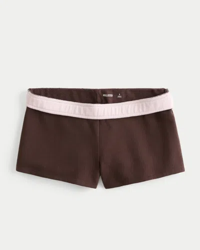Hollister Fleece Mini Short In Brown