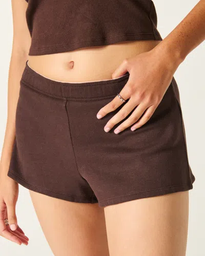 Hollister Fleece Mini Short In Brown