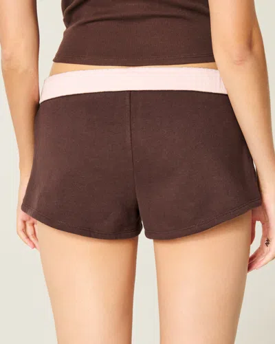 Hollister Fleece Mini Short In Brown