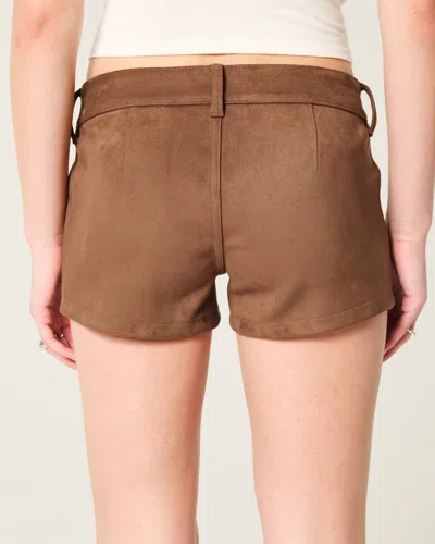 Hollister Low-rise Faux Suede Shortie Shorts In Yellow