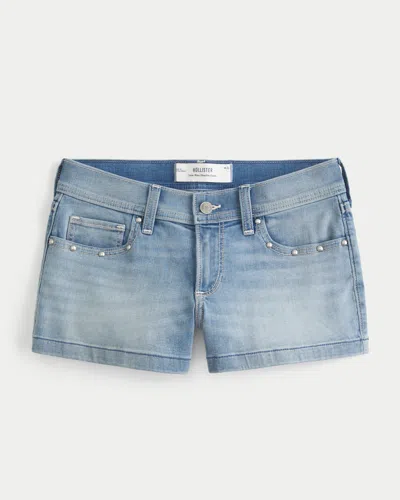 Hollister Low-rise Medium Wash Studded Denim Shortie Shorts In Multi