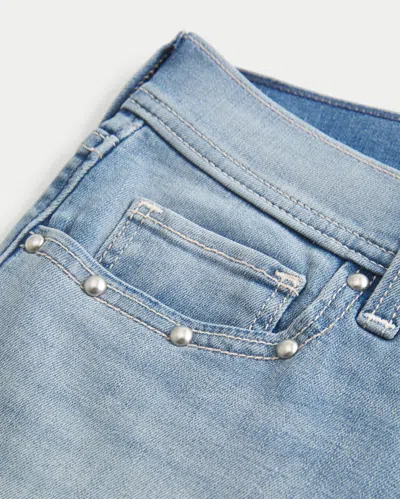 Hollister Low-rise Medium Wash Studded Denim Shortie Shorts In Multi