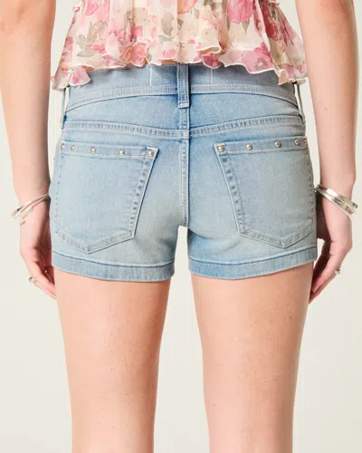Hollister Low-rise Medium Wash Studded Denim Shortie Shorts In Multi