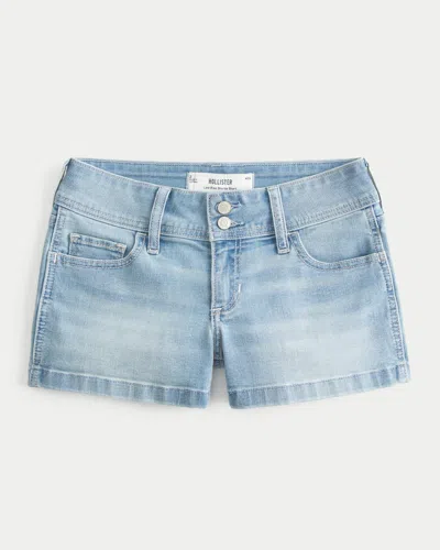Hollister Low-rise Light Wash Denim Shortie Shorts In White