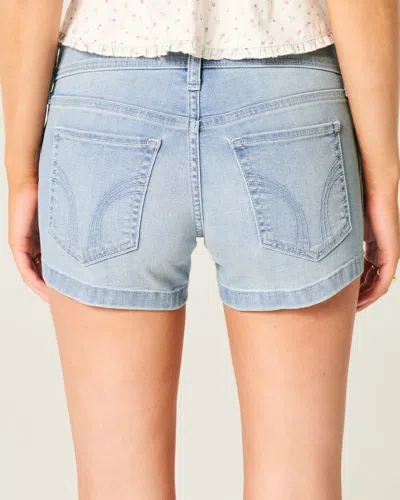 Hollister Low-rise Light Wash Denim Shortie Shorts In White
