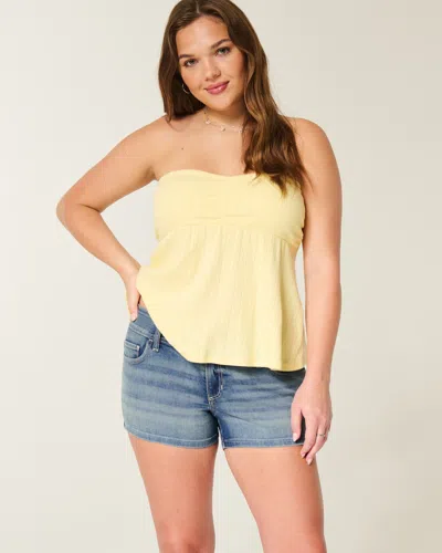 Hollister Low-rise Medium Wash Shortie Shorts In Gray