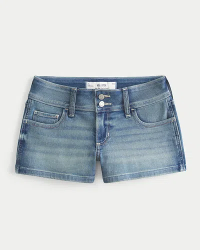 Hollister Low-rise Medium Wash Shortie Shorts In Gray