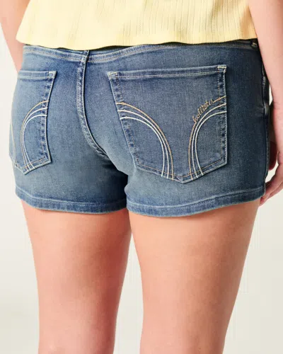 Hollister Low-rise Medium Wash Shortie Shorts In Gray