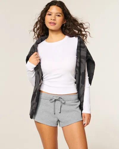Hollister Fleece Mini Shorts In Gray