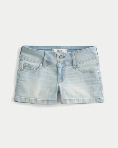 Hollister Low-rise Light Wash Denim Shortie Shorts In Blue
