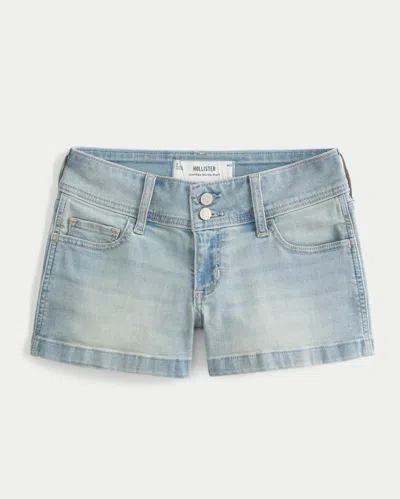 Hollister Low-rise Light Wash Floral Pocket Denim Shortie Shorts In Blue
