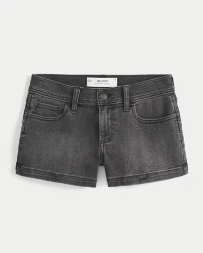 Hollister Low-rise Washed Black Denim Shortie Shorts In White