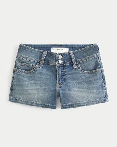 Hollister Low-rise Light Wash Denim Shortie Shorts In White