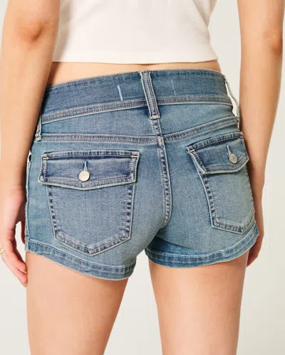 Hollister Low-rise Light Wash Denim Shortie Shorts In White