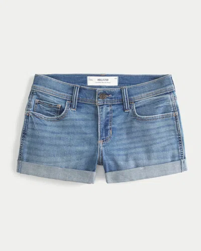 Hollister Low-rise Medium Wash Denim Shortie Shorts In Gray