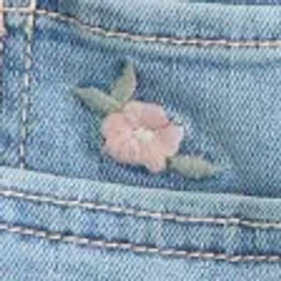 Hollister Low-rise Light Wash Floral Embroidered Denim Shortie Shorts In White