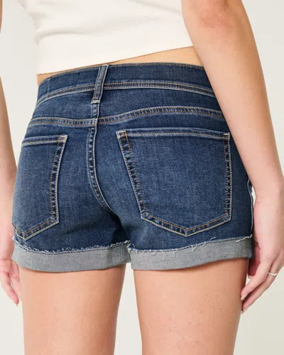 Hollister Low-rise Ripped Dark Wash Denim Shortie Shorts In White