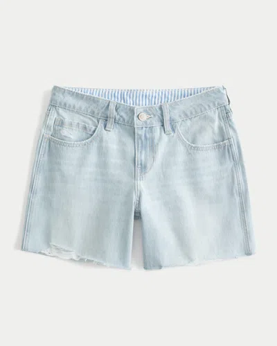 Hollister Low-rise Light Wash Baggy Denim Shorts 5" In White