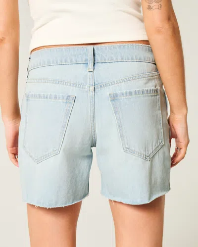 Hollister Low-rise Light Wash Baggy Denim Shorts 5" In White