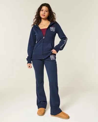 Hollister Logo Graphic Boot Sweatpants In Brown