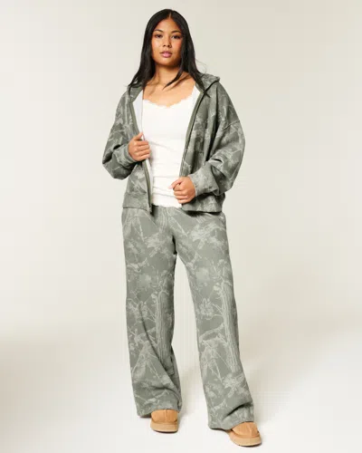 Hollister Olive Camo Baggy Sweatpants In Gray