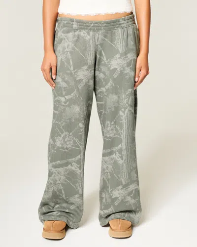 Hollister Olive Camo Baggy Sweatpants In Gray