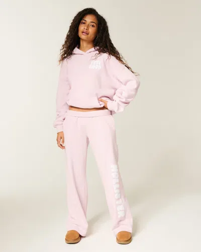 Hollister Logo Graphic Wide-leg Sweatpants In Pink