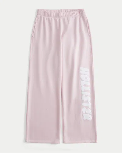 Hollister Logo Graphic Wide-leg Sweatpants In Pink