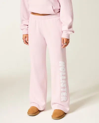 Hollister Logo Graphic Wide-leg Sweatpants In Pink