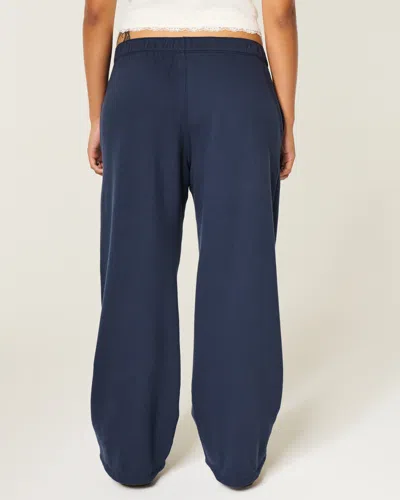Hollister Logo Graphic Wide-leg Sweatpants In Blue