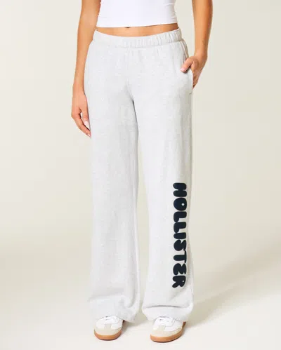 Hollister Logo Graphic Wide-leg Sweatpants In Brown