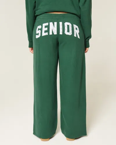 Hollister Senior Graphic Baggy Sweatpants In Green