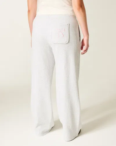 Hollister Bow Graphic Wide-leg Sweatpants In Gray