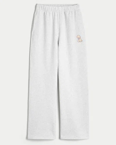 Hollister Dog Graphic Wide-leg Sweatpants In White