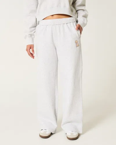 Hollister Dog Graphic Wide-leg Sweatpants In White