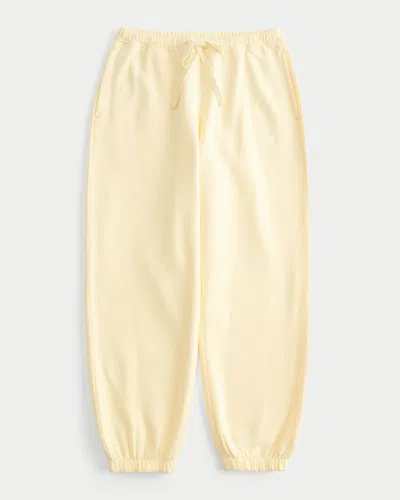 Hollister Baggy Fleece Joggers In Yellow