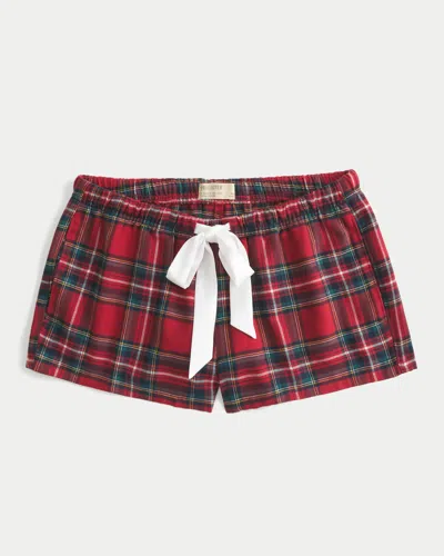 Hollister Holiday Vault Release Satin Tie Flannel Mini Shorts In White