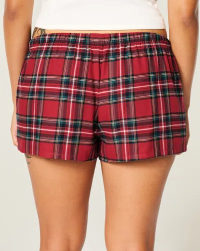 Hollister Holiday Vault Release Satin Tie Flannel Mini Shorts In White