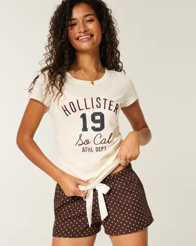 Hollister Holiday Vault Release Satin Tie Flannel Mini Shorts In White