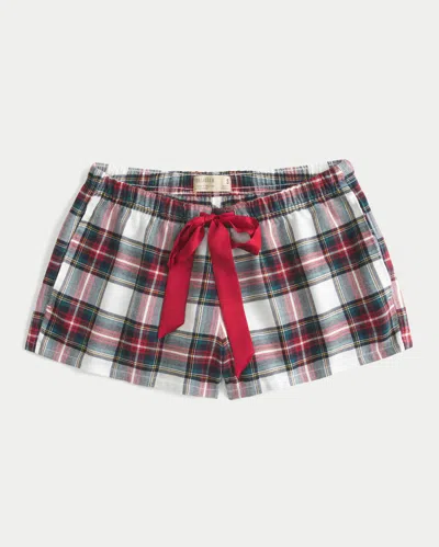 Hollister Holiday Vault Release Satin Tie Flannel Mini Shorts