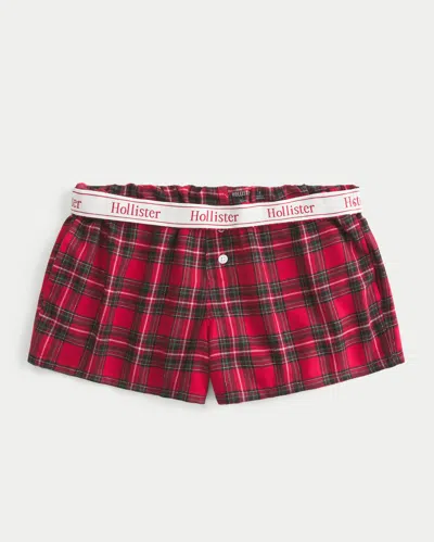 Hollister Flannel Boxer Shorts In Neutral